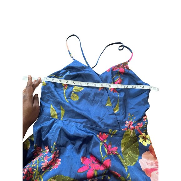 Lulus Maxi Dress With Tie Floral Print Criss Cross Back High Slit Cruise Prom M - Picture 8 of 16